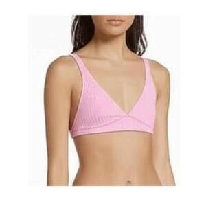 SHEIN Bralette‎ Womens Size S Pink Ribbed Knit V-Neckline Loungewear Casual